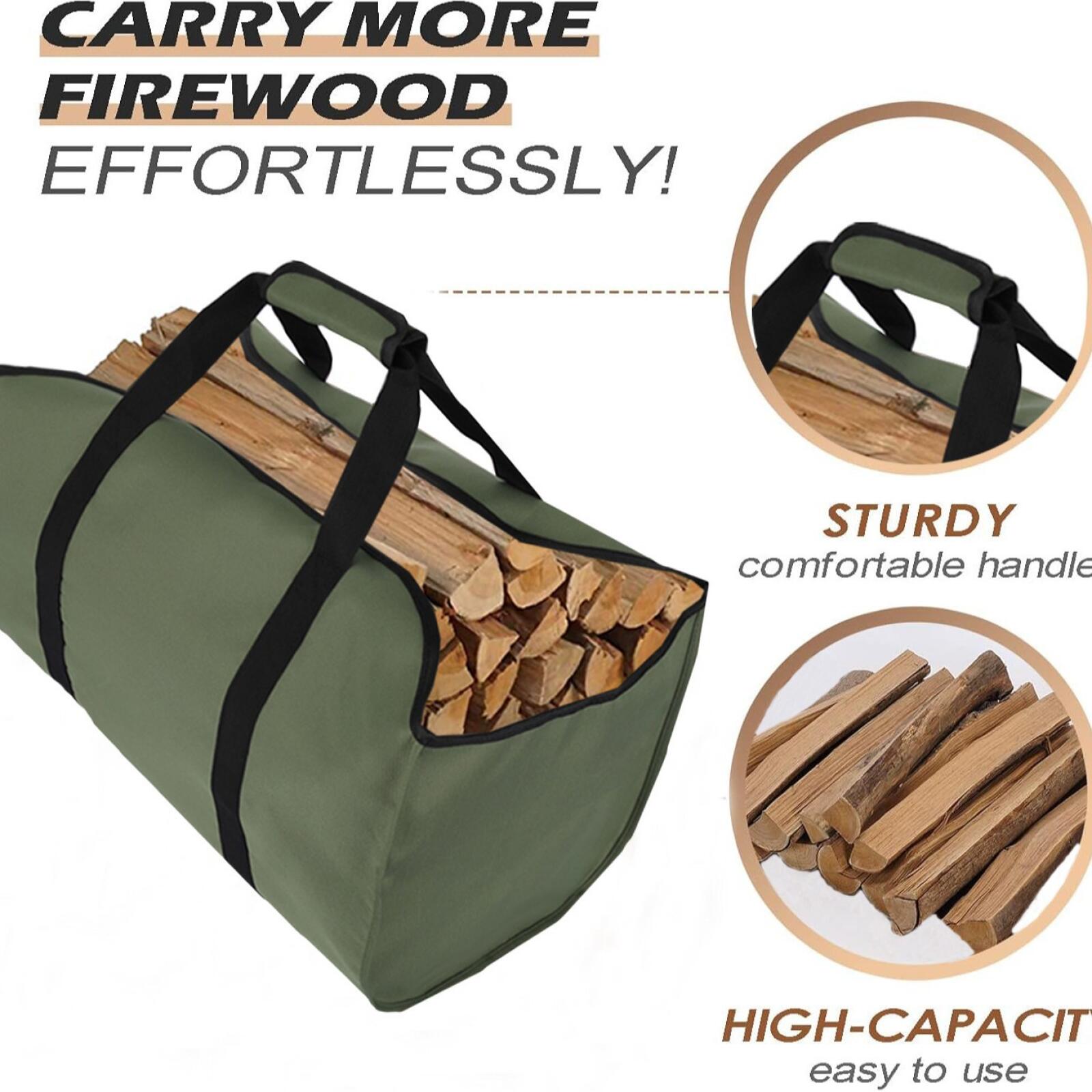 Robuste Und Langlebige Tragetasche Für Brennholz, Geeignet Für Große Holzöfen, Mit Griffen, Ideal Zum Campen.
