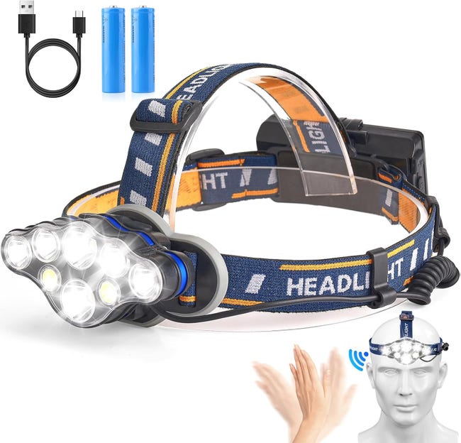 Ultrahelle 8-led-stirnlampe, 8 Modi, Usb-ladefunktion, Wasserdicht, Ideal Für Den Einsatz Im Freien.