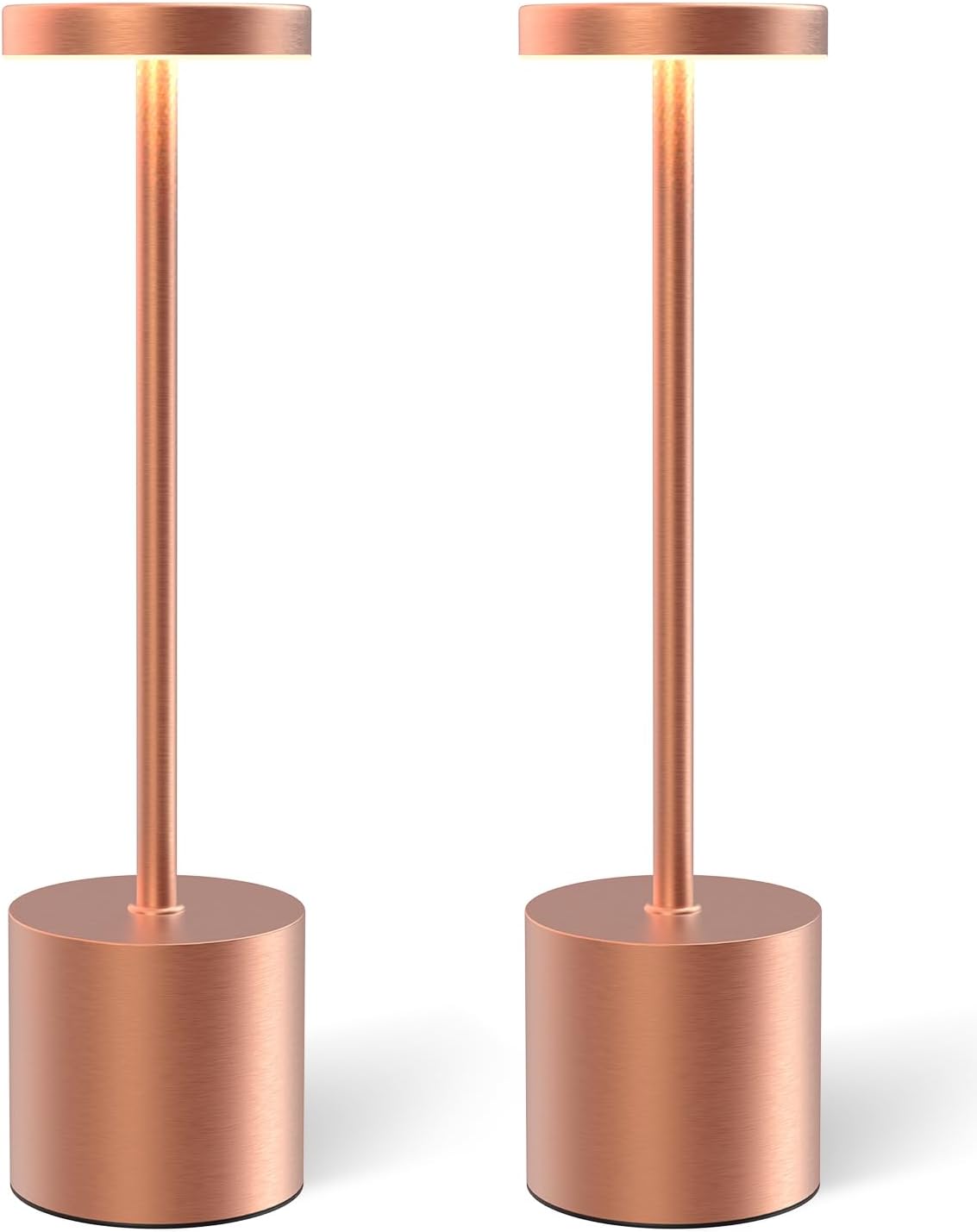 Kabellose Schreibtischlampe, Touch-steuerung, 3 Beleuchtungsmodi, Wasserdicht, Tragbare Beleuchtung, 2 Stück (roségold)