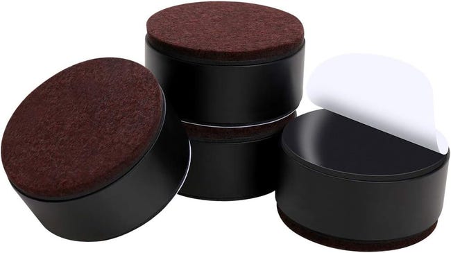 Ein Set Aus 4 Stabilen, Runden Möbelfüßen, 6 Cm Breit Und 3 Cm Hoch, Schwarz.