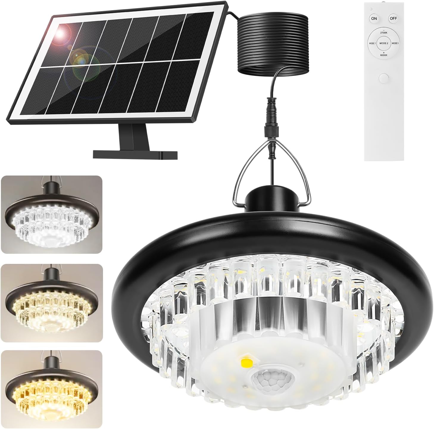 Solar-gewächshauslampe Mit 248 Leds, Anwesenheitssensor, Wasserdichter Solarlampe, Fernbedienung Inklusive, 3 Modi.