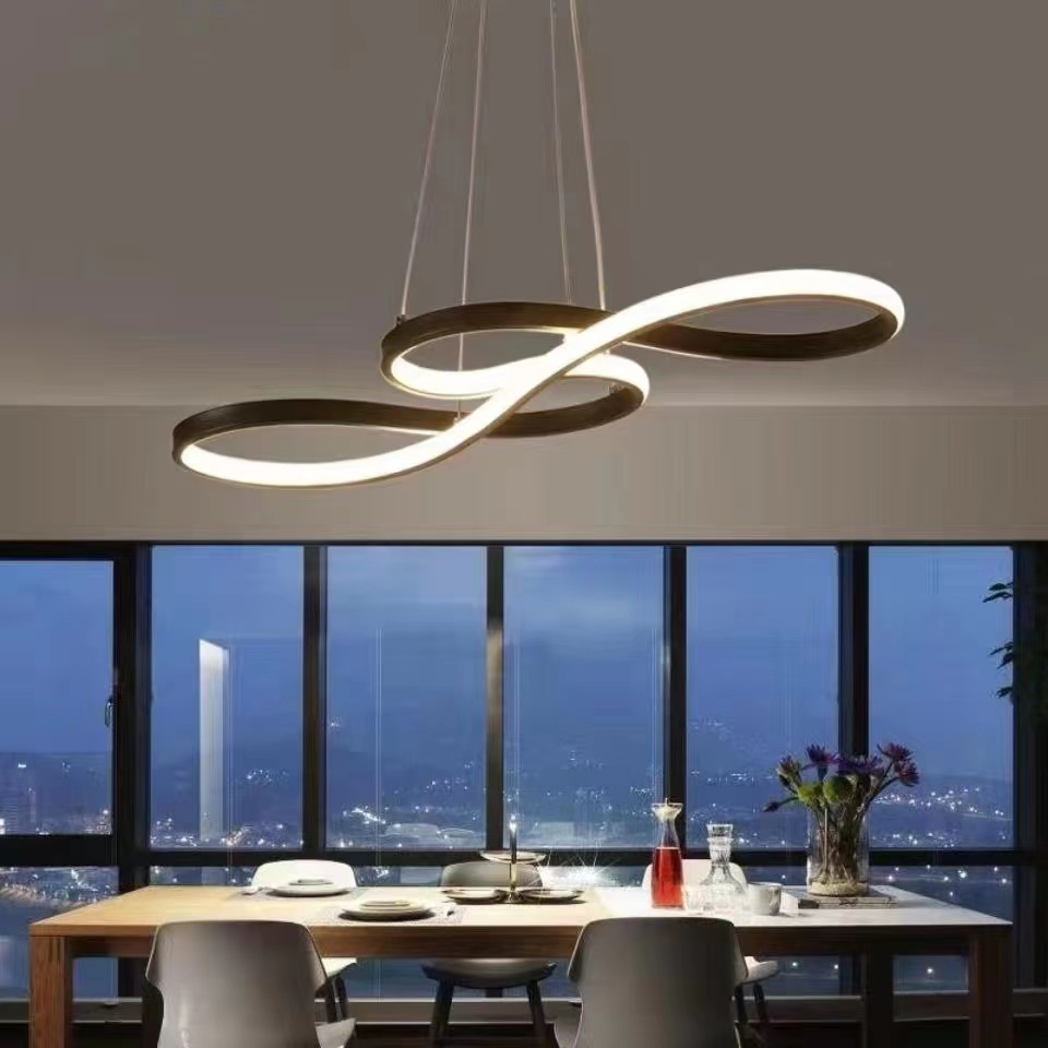 Schwarze Led-pendelleuchte, Modernes Design, Dreifarbiges Licht, Geeignet Für Wohnzimmer, Esszimmer Und Schlafzimmer, Fassung Nicht Im Lieferumfang Enthalten.