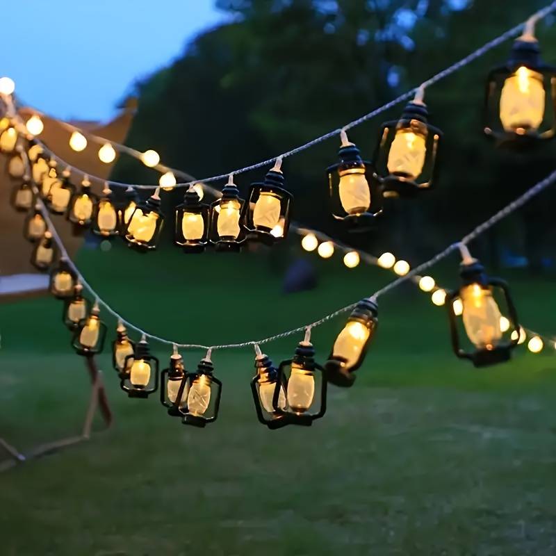 Schwarze Lichterkette, Wiederaufladbar, 3 Meter Lang, 20 Glühbirnen (ladekabel Nicht Im Lieferumfang Enthalten, Warmweißes Licht).