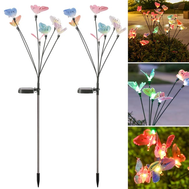 Set Mit 2 Wasserdichten Solar-gartenleuchten Für Den Außenbereich, Farbenfrohe Solar-weihnachtslichterkette
