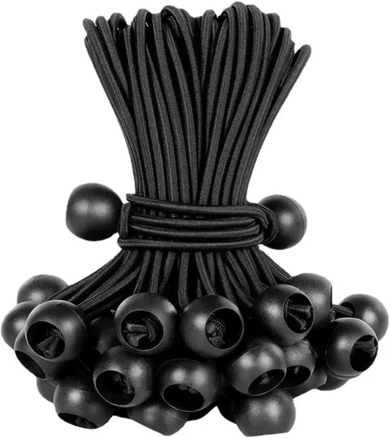 15 Cm Langes, Wasserdichtes, Elastisches Bungee-seil Mit Schwarzer Haltekugel, Für Markisen, Zelte Und Vorhänge (20er-packung).