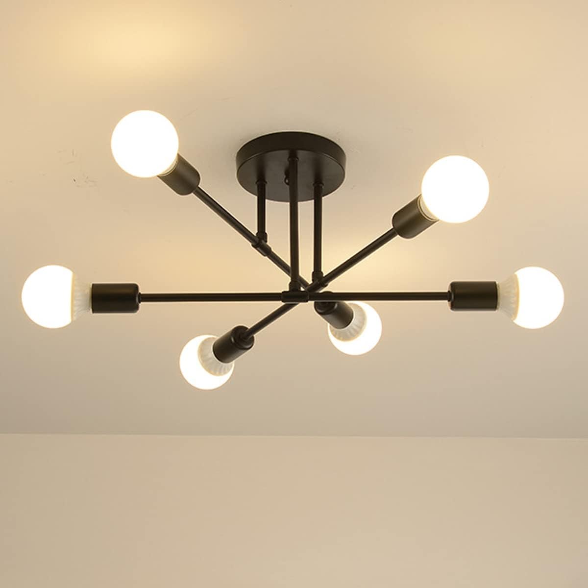 Moderne Deckenleuchte, Kronleuchter, 6 Glühbirnen, Kronleuchter Im Retro-mittelalter-industriestil, Leuchtmittel Inklusive.