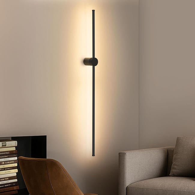 Schwarze Led-wandleuchte, Modernes Design, Geeignet Für Wohnzimmer, Schlafzimmer, Flure, Treppenhäuser, 60 Cm, Dreifarbiges Licht.