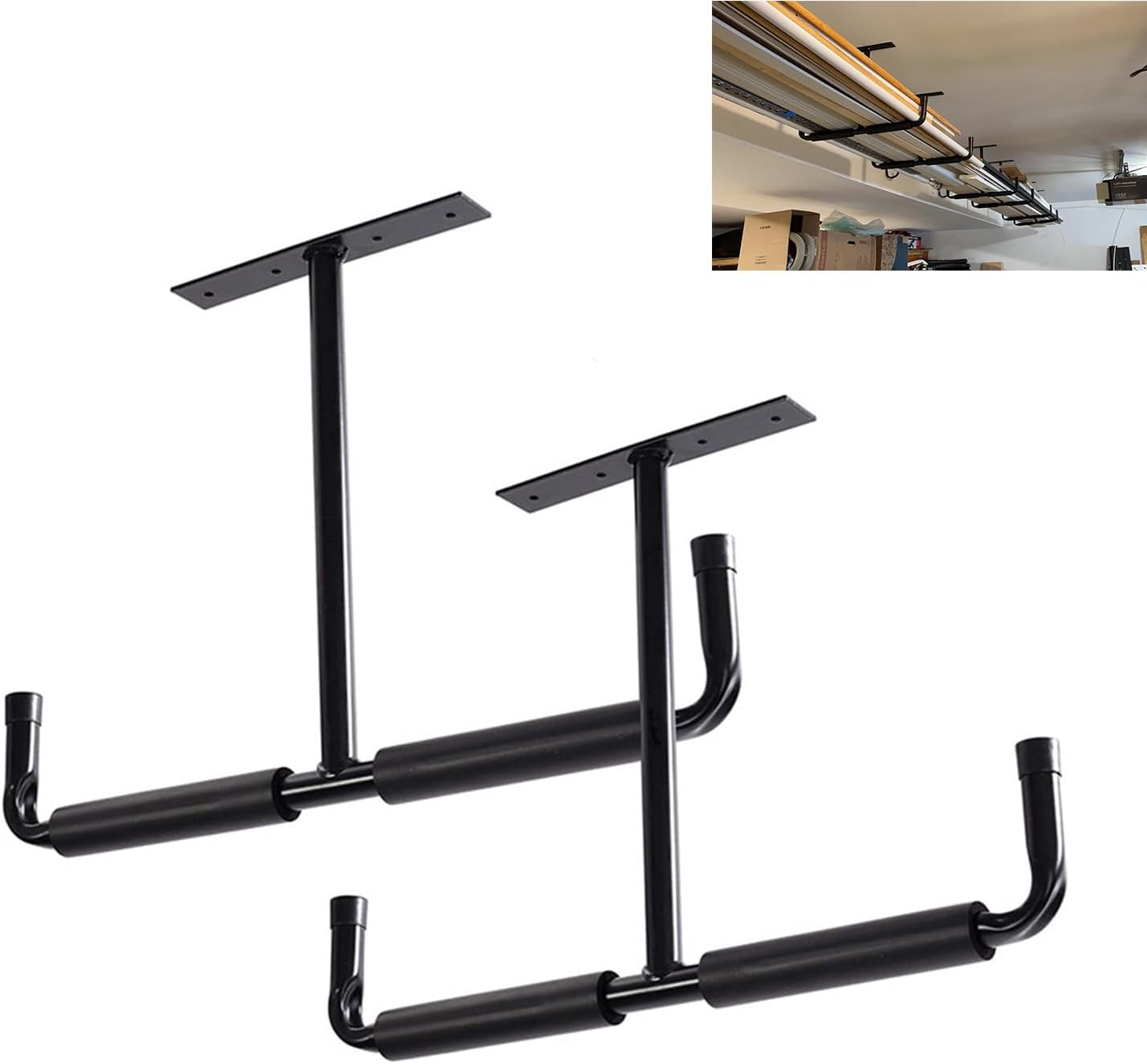 Deckenaufbewahrungsregal, Set Mit 2 Robusten T-förmigen Metallhalterungen, Garagendeckenhaken-set.