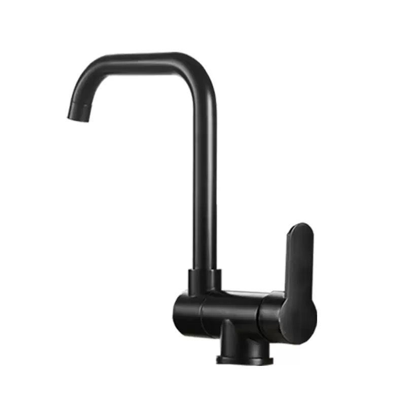 Schwenkbarer Und Klappbarer Küchenhahn, Warm- Und Kaltwasser, Ausführung Aus Schwarzem Messing, Geeignet Für Küchenspülen.