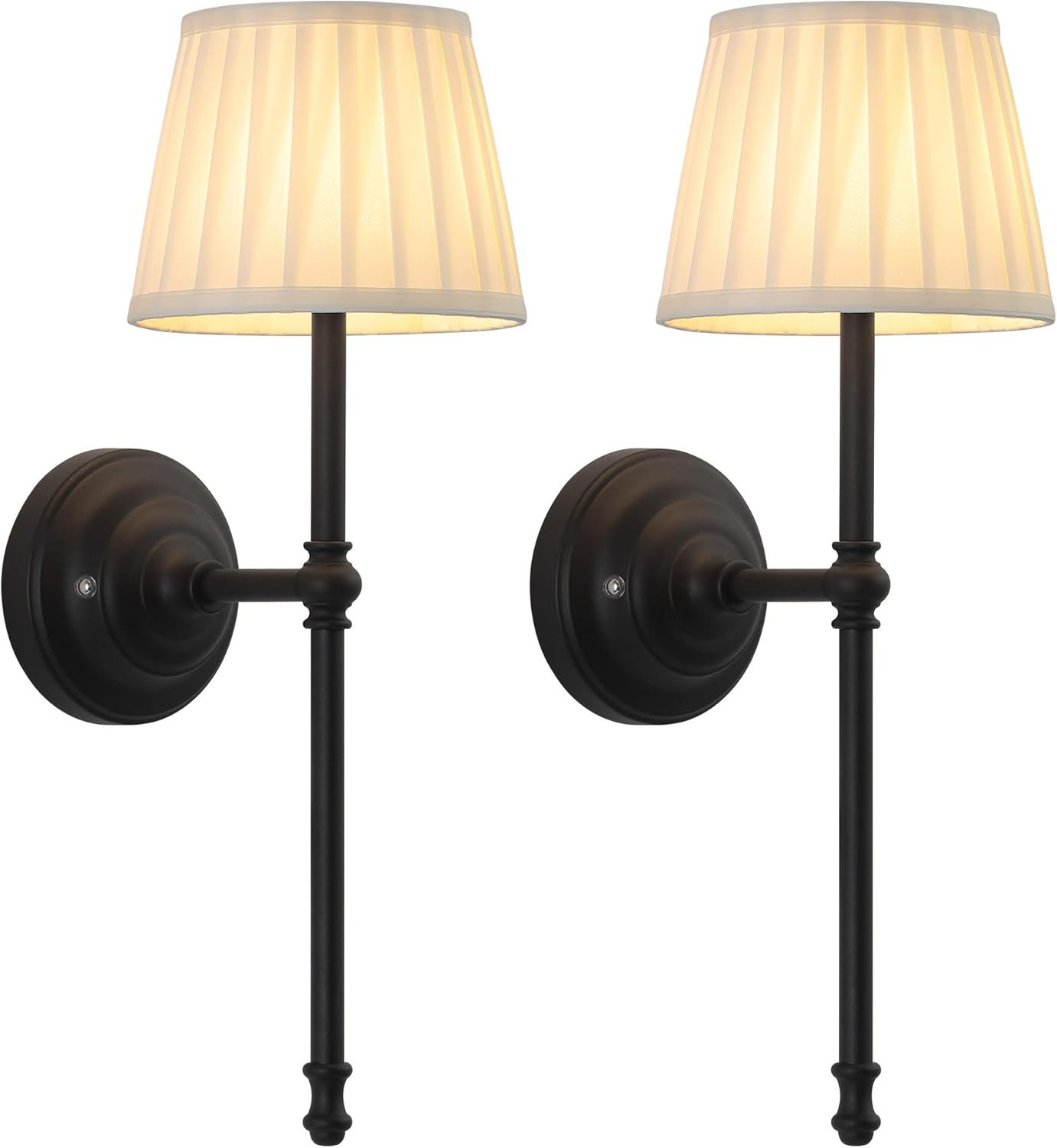 Set Mit 2 Schwarzen Led-wandleuchten, Tragbare Beleuchtung, Wiederaufladbar, Mit Fernbedienung, Modernes Design