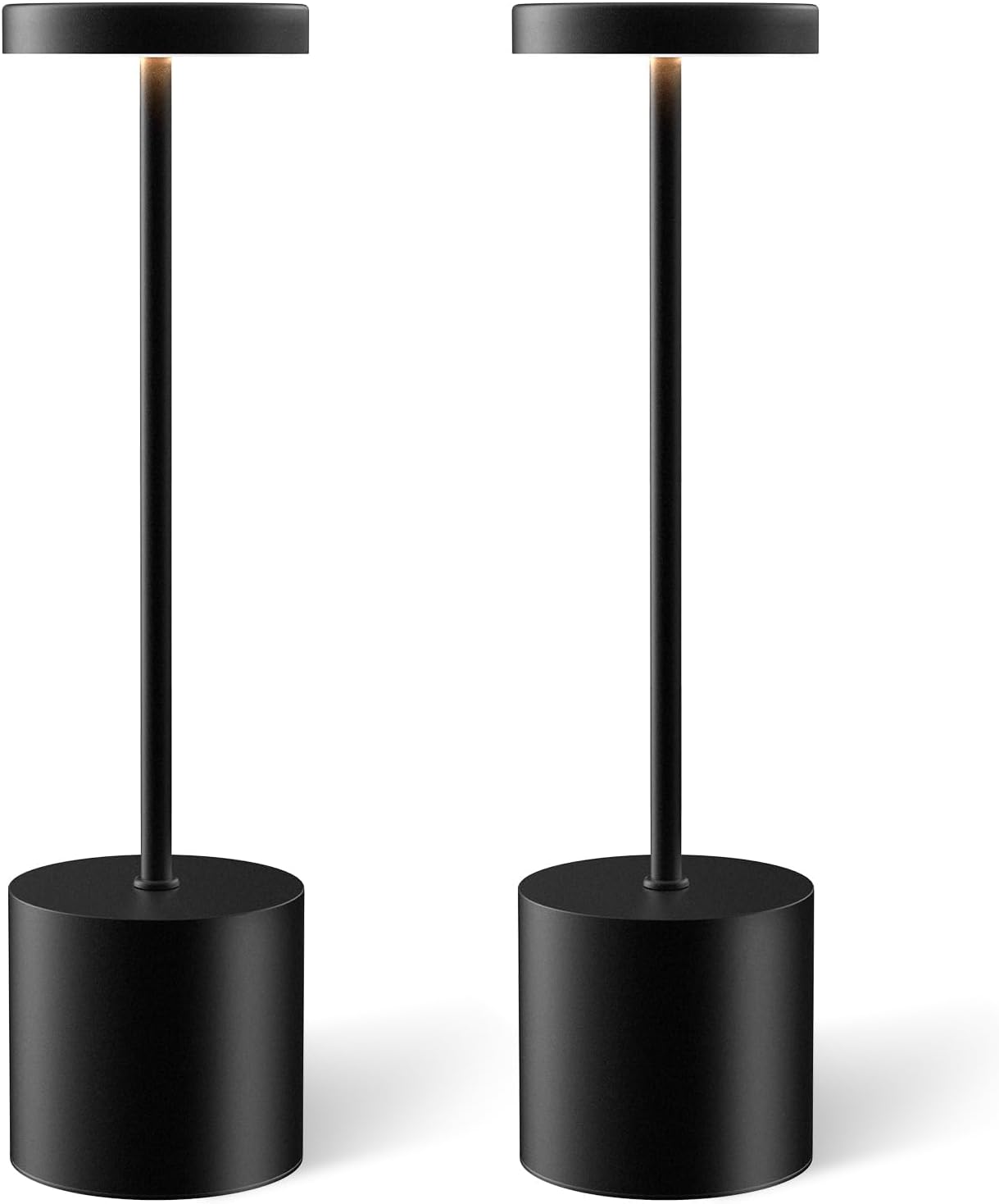 Kabellose Schreibtischlampe, Touch-steuerung, 3 Beleuchtungsmodi, Wasserdicht, Tragbare Beleuchtung, 2 Stück (schwarz)