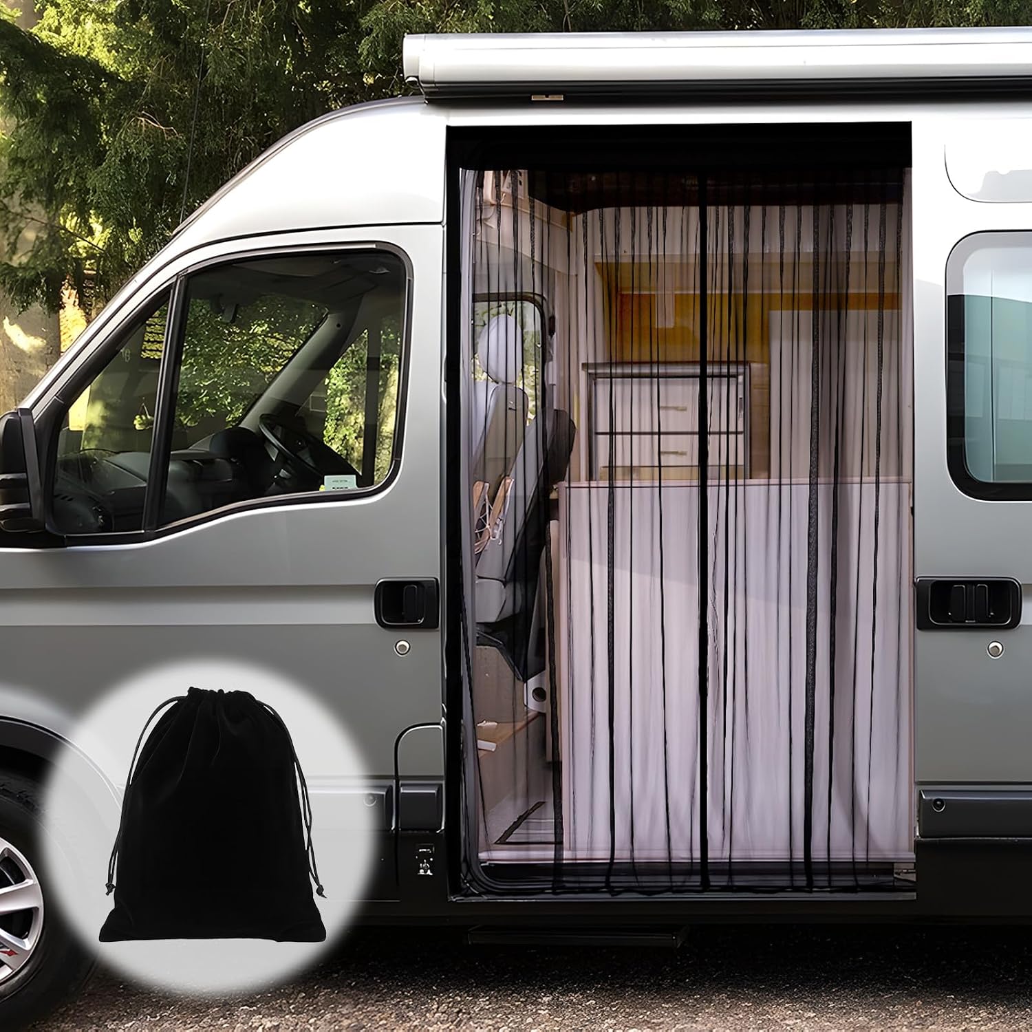 Insektennetz Für Schiebetüren Von Transportern, Atmungsaktives Netzgewebe, Geeignet Für 150 X 100 Cm