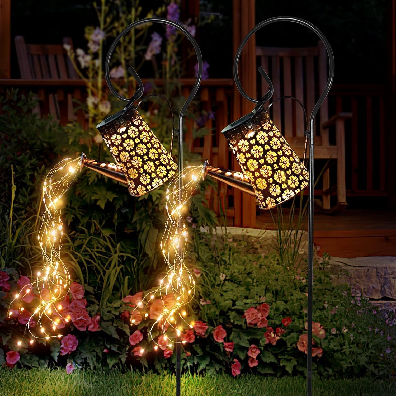 Solarbetriebene Gießkanne Mit Licht, Wasserdichte Dekorative Hängeleuchte Für Den Garten, Solarbetrieben, 2er-set.