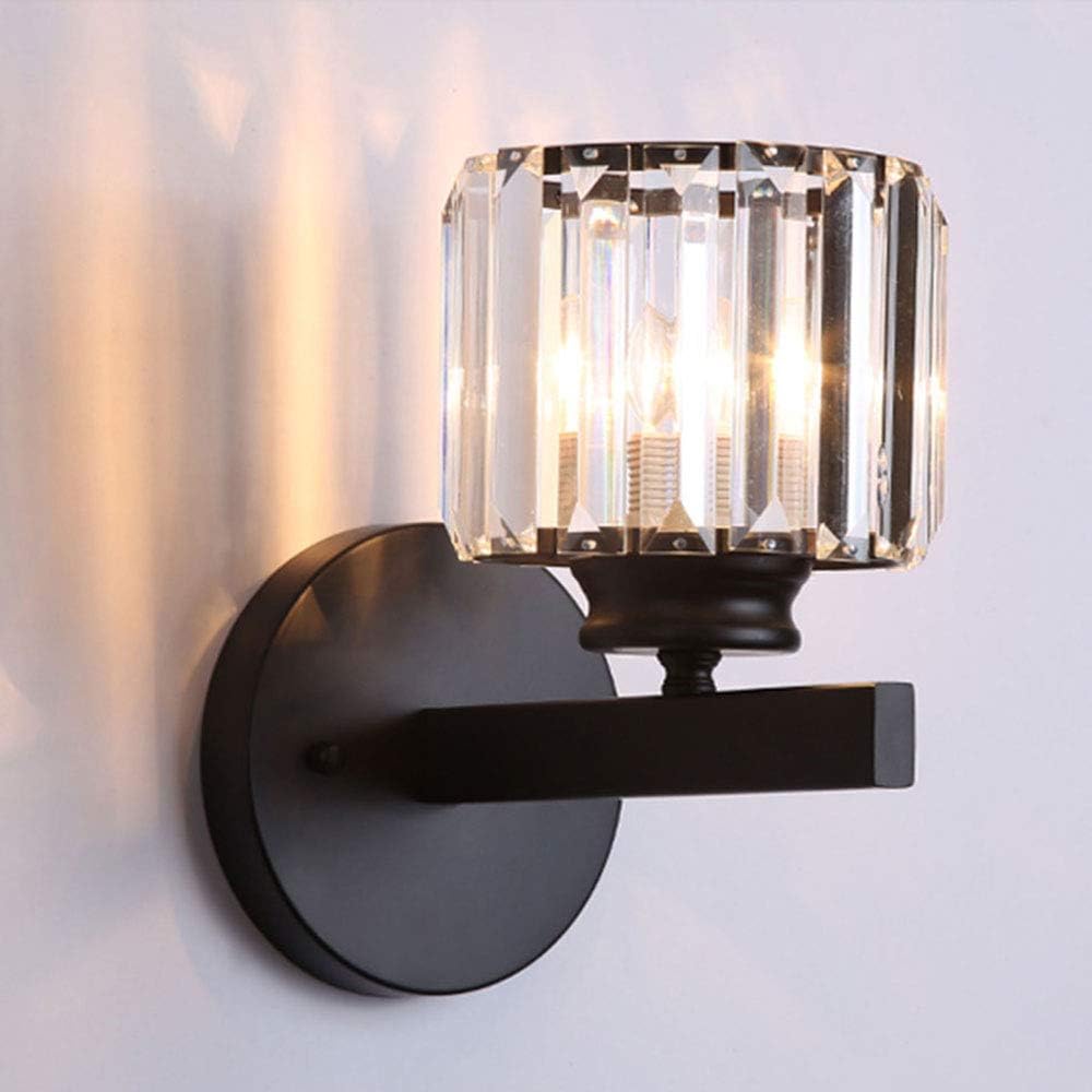 Kristallwandleuchte, Dekorative Nachttischlampe, Innenbeleuchtung, Glaslampenschirm, Leuchtmittel Nicht Enthalten (schwarz).