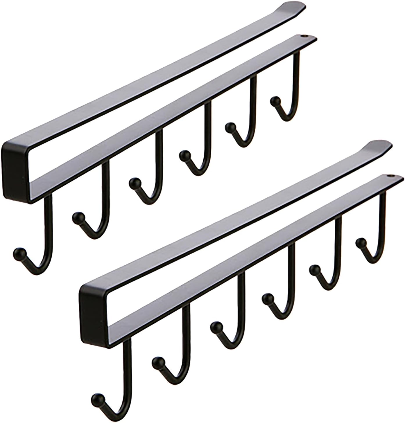 Kleiderschrank-aufbewahrungsregal, Bohrfreier Hängebecherhalter, Hakenhalterung, 2er-set (schwarz)