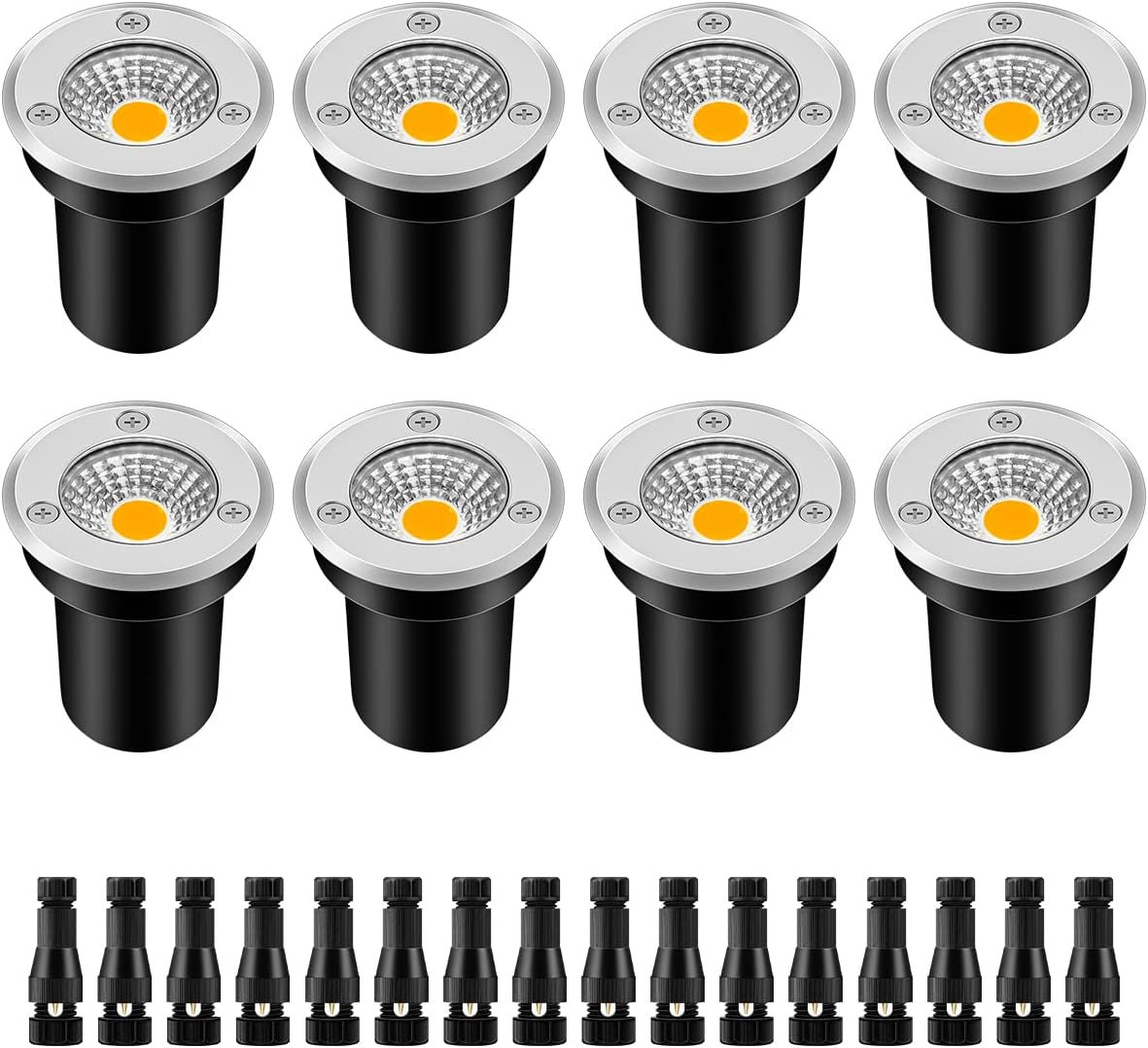 Einbaustrahler, 3w 12v-24v, Niedervolt-außenbeleuchtung (8er-pack, Warmweißes Licht)