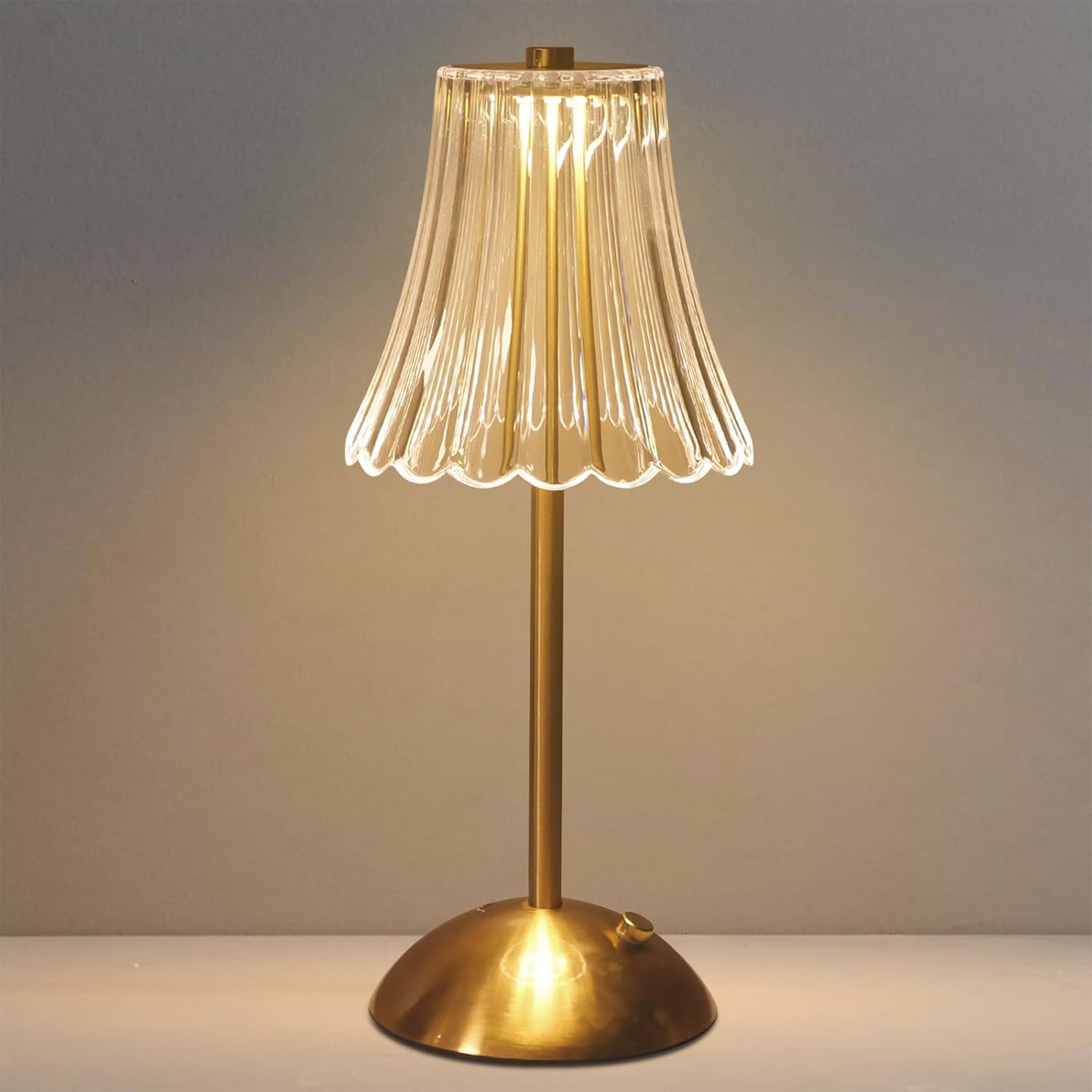 Nachttischlampe Im Retro-blumenmuster, Kabellose Lampe, Dimmbare Nachttischlampe, Leuchtmittel Inklusive.