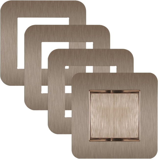 Selbstklebender Wandschalterrahmen, 4er-pack, Wandschalter-wanddekoration (gold)