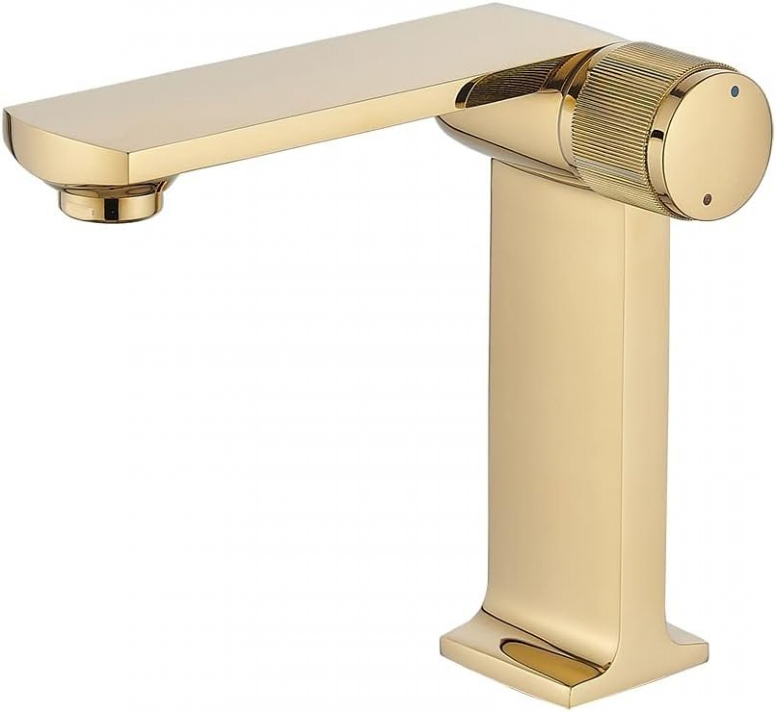 Badezimmerarmatur Aus Messing, Warm-/kaltwassermischer, Goldfarben, Mit Wasserzulaufrohr.
