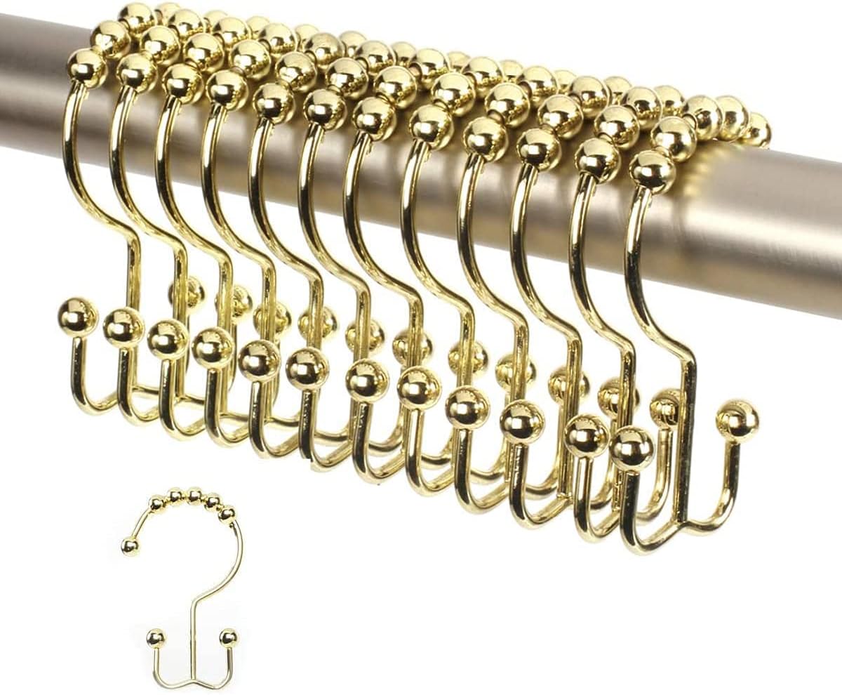 Duschvorhangringe, Verbreiterte Duschvorhanghaken Aus Edelstahl, 12er-set, Goldfarben