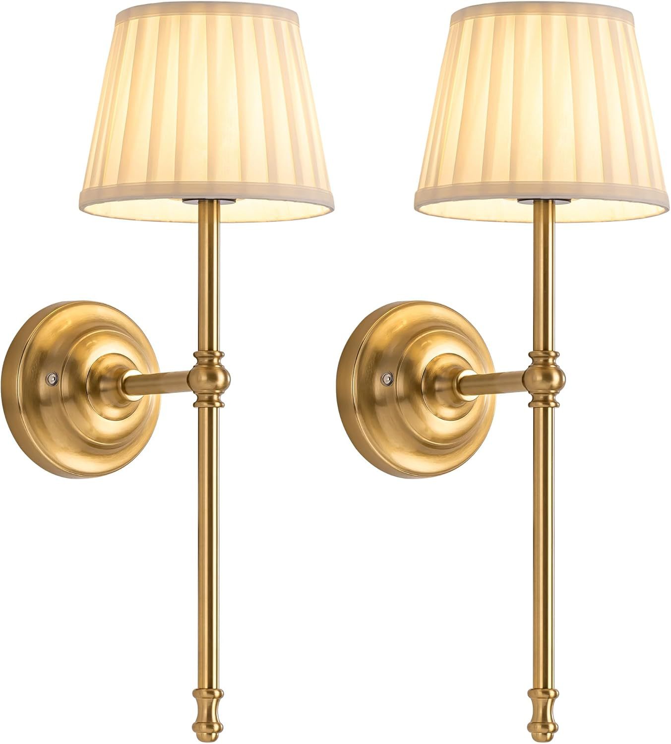 Set Mit 2 Goldenen Wandleuchten, Led-wandleuchten, Tragbare Beleuchtung, Wiederaufladbar, Mit Fernbedienung, Moderner Stil.