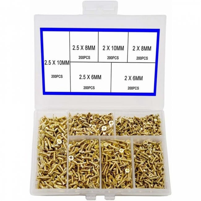 Schachtel Mit 1200 Kleinen Selbstschneidenden Schrauben, Geeignet Für Holzbearbeitungs- Und Mikroelektronik-schrauben Für Heimwerkerprojekte.