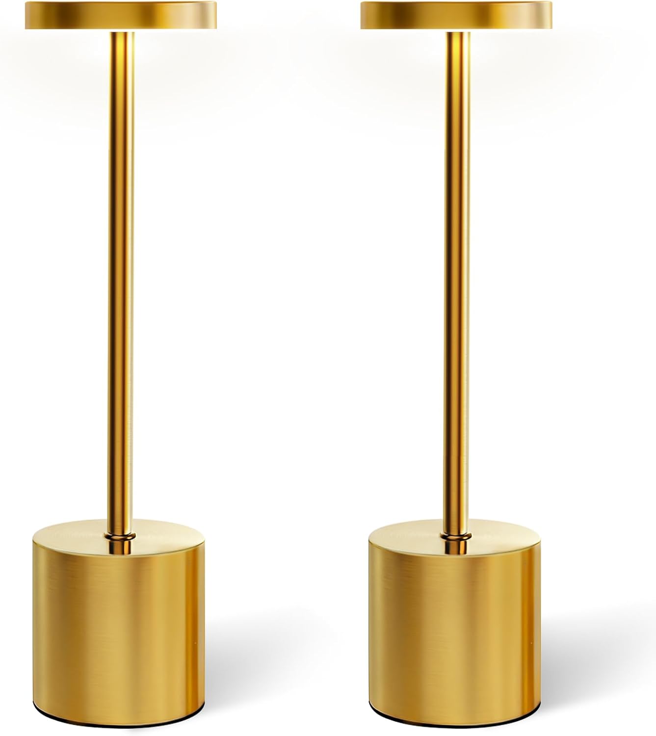 Kabellose Schreibtischlampe, Touch-steuerung, 3 Beleuchtungsmodi, Wasserdicht, Tragbare Beleuchtung, 2 Stück (gold).
