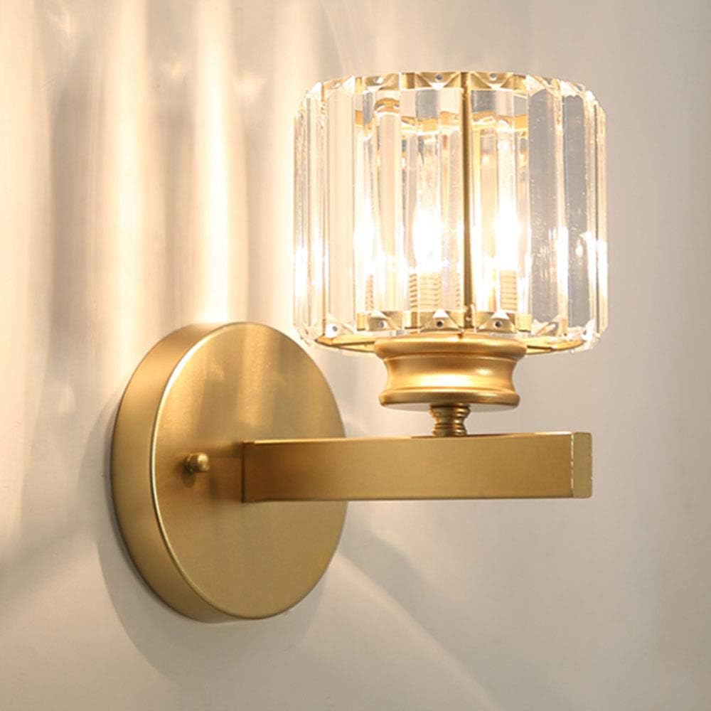 Kristallwandleuchte, Dekorative Nachttischlampe, Innenbeleuchtung, Glaslampenschirm, Leuchtmittel Nicht Enthalten (gold).