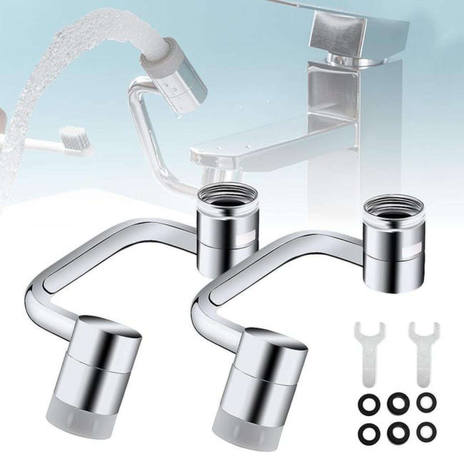 Multifunktionaler Teleskop-wasserhahn, Drehbar Um 1080°, Wasserhahn-luftsprudler Mit Spritzschutzfilter Und Schaumstoff, 2er-set.