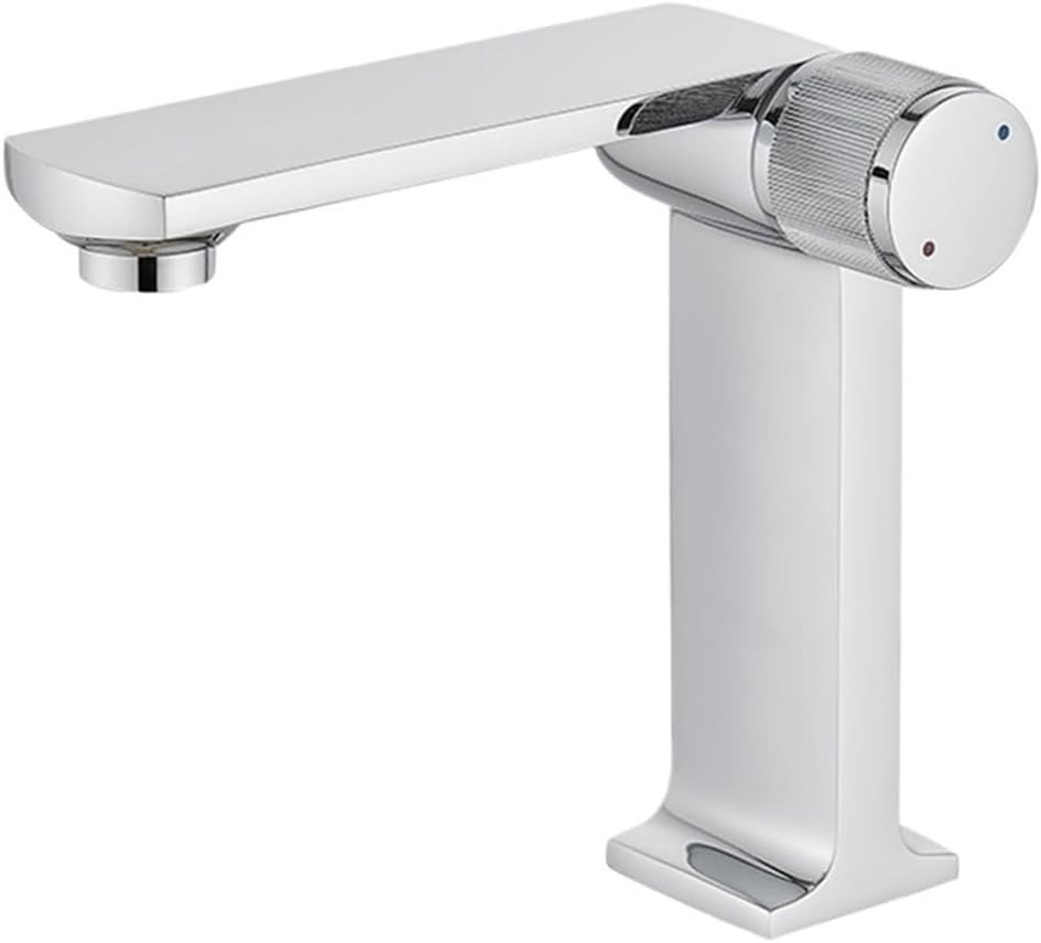 Badezimmerarmatur Aus Messing, Warm-/kaltwassermischer, Silberfarben, Mit Wasserzulaufschlauch.