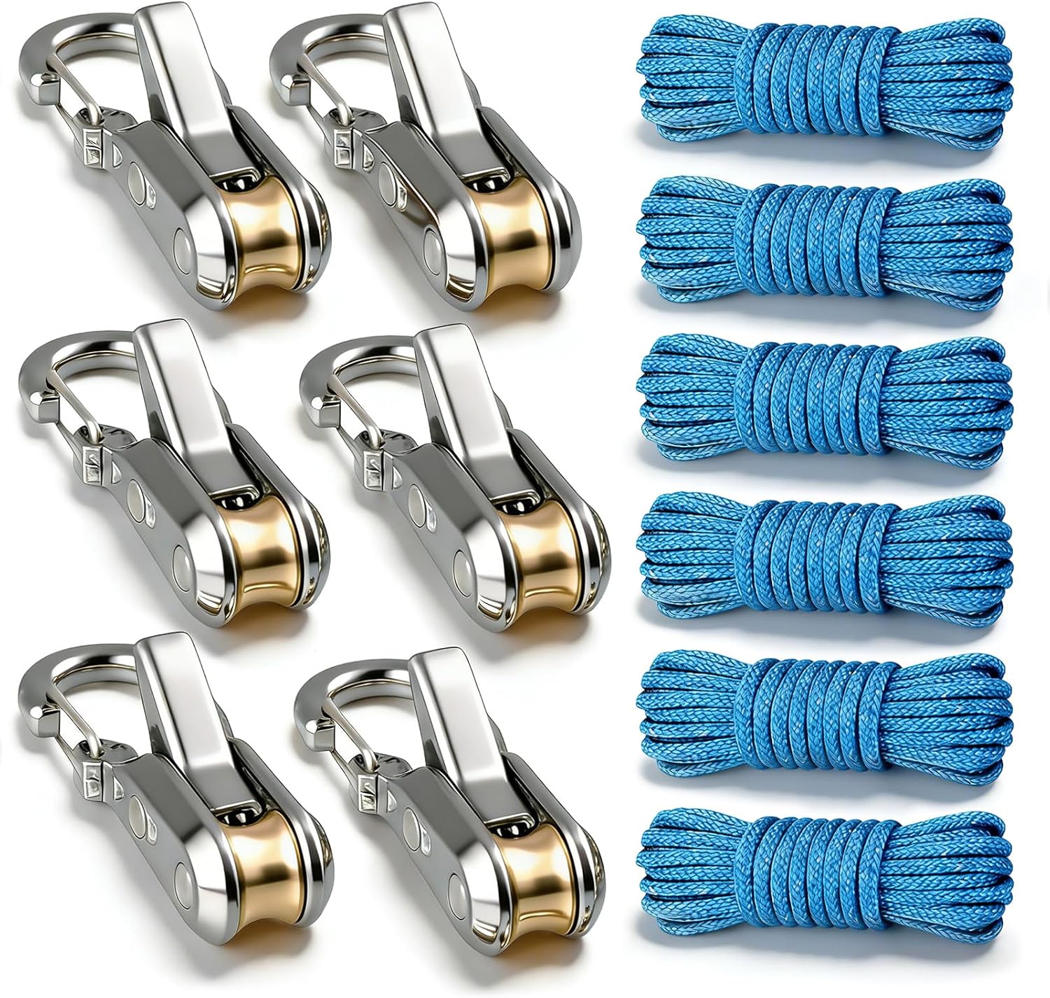Set Mit 6 Seilen Einziehbare Schlaufenseile Mit Zubehör Für Den Außenbereich.