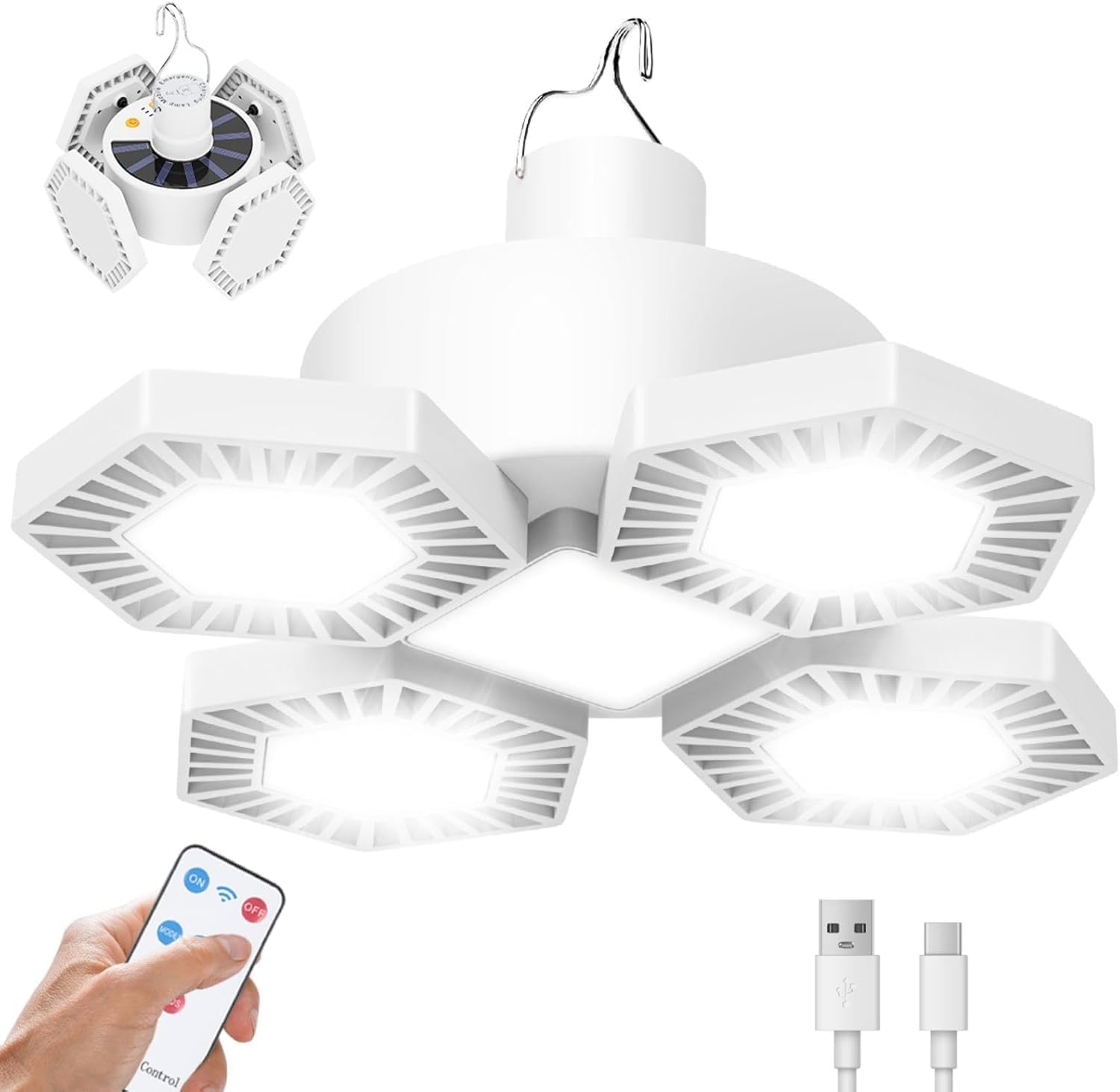 Usb-solar-campinglampe Mit Fernbedienung, Wasserdichte Zeltlampe, Energiesparend, 5 Modi.
