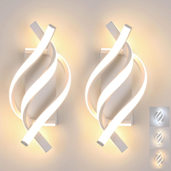 Spiralförmige Led-nachttischlampe, Wandleuchte Für Den Innenbereich, Schminktischlampe, Drei Farbtemperaturen Verfügbar, 2 Stück