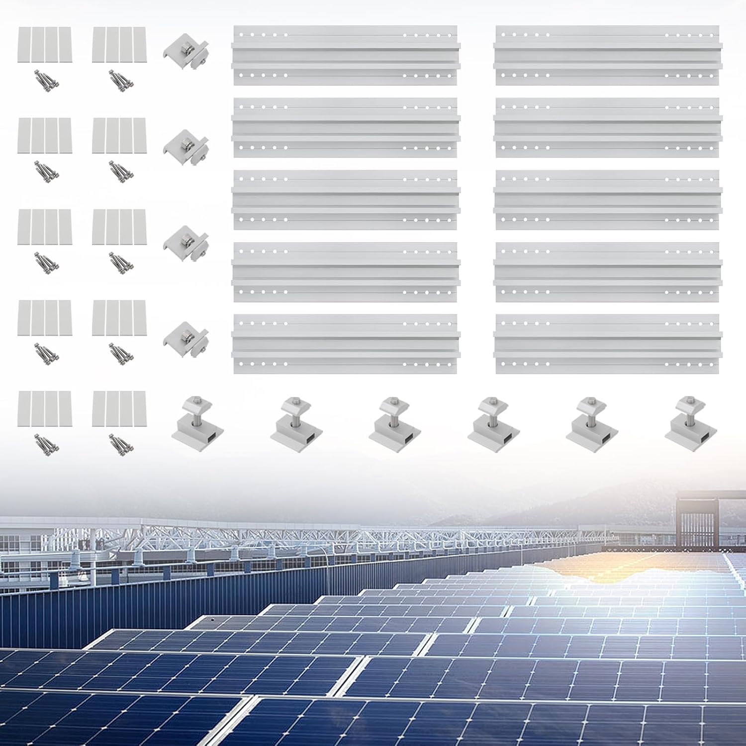 10 Stück Solarpanel Halterungs-set, Kurze Schienen Aus Aluminium, Solarmontage-set Für Dachziegel, Befestigungssystem, Für Haus, Yacht, Ziegeln