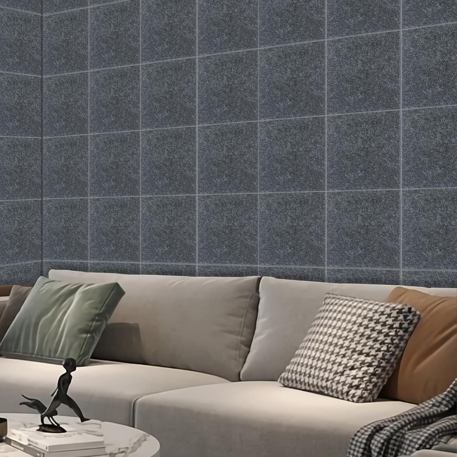 18 Stück 30 X 30 Cm Akustikpaneele Selbstklebend Polyester-faser Schallschutzplatten Für Wohnzimmer Büro Spielzimmer Ktv Kino Schlafzimmer Dunkelgrau