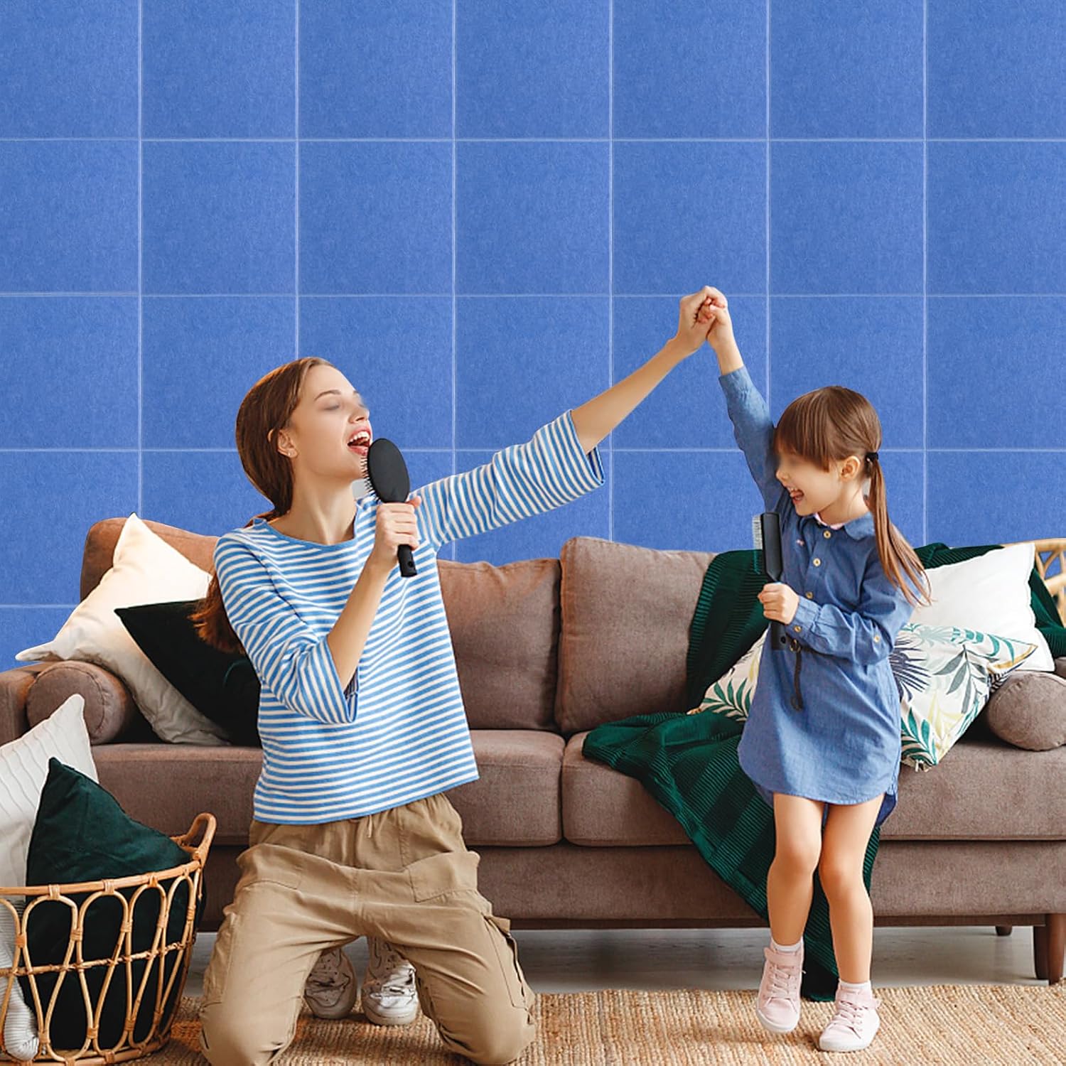 18 Stück Blau Akustikpaneele, Selbstklebend Quadratisch Akustik Panel, Wand Decke Schallschutzplatten Schallabsorber Schallschutz, Für Studio Büro Akustische Behandlung, 30x30cm