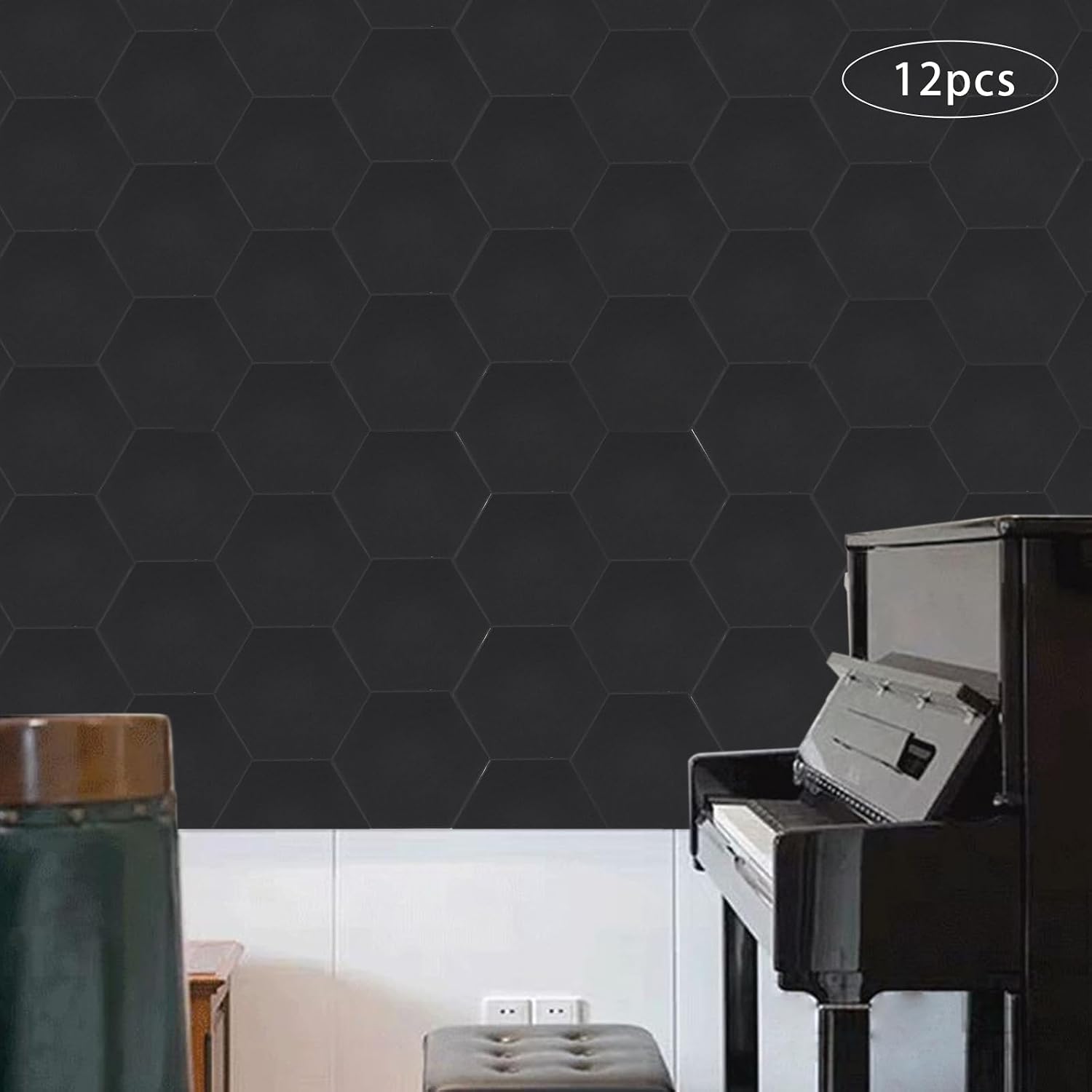Hexagon Panel 30×35 Cm, 12 Stück Akustik Panel Aus Polyester-faser, Hexagon Akustik Absorber Schallschutzplatten Akustikpaneele Wand, Wandpaneele Für Tonstudio, Büro,studio,wanddekoration (schwarz)