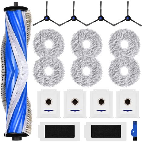 Ersatzteilset Für Saugroboter: 4 Staubbeutel, 1 Hauptbürste, 4 Seitenbürsten, 2 Filter, 6 Reinigungstücher