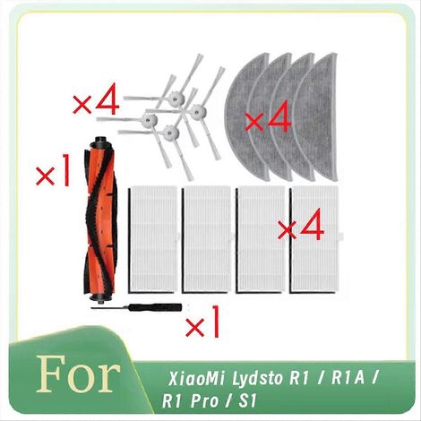 14-teiliges Set Für R1/r1a/r1 Pro/s1 Saugroboter: Walzenbürste, Seitenbürste, Hepa-filter, Reinigungspad, Staubbeutel