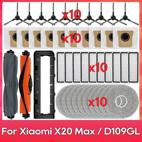 Für Xiaomi X20 Max/d109gl Saugroboter: Hauptseitenbürste, Hepa-filter, Wischmopp, Staubbeutel, Ersatzteile