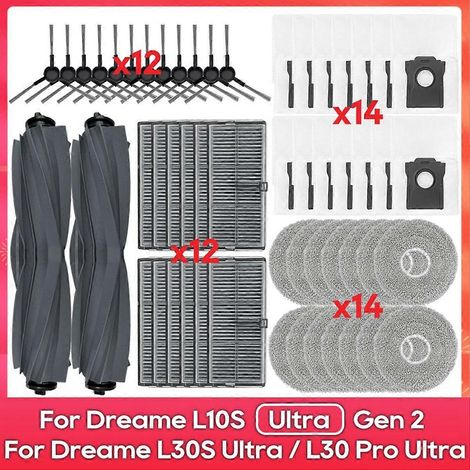 Für L10s Ultra Gen 2, L30s Ultra, L30 Pro Ultra: Haupt-/seitenbürsten, Filter, Reinigungstuch, Staubbeutel