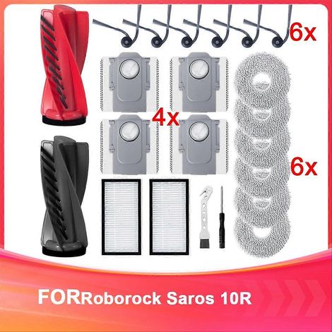 Zubehörset Für Den Saugroboter Saros 10r, Bestehend Aus Hauptbürste, Filtern Und Staubbeuteln.