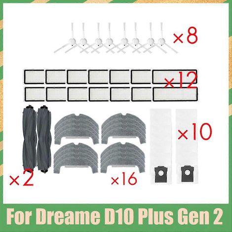 Für D10 Plus Gen 2 Rld32gd Ersatzteile: Gummibürste, Seitenbürste, Hepa-filter, Wischmopp, Staubbeutel