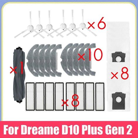 Ersatzteile Für D10 Plus Gen 2 Rld32gd: Gummibürste, Seitenbürste, Hepa-filter, Wischmopp, Staubbeutel