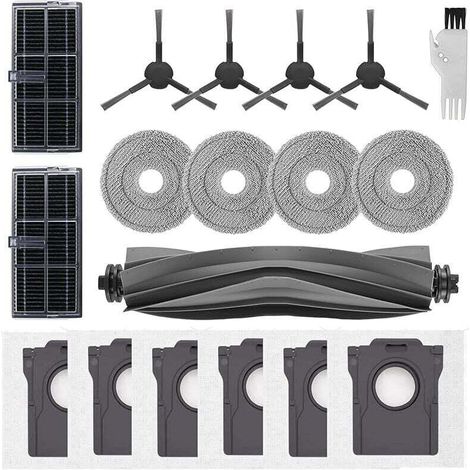Ersatzteilset – Hauptbürste – 4 Seitenbürsten – 2 Filter – 4 Waschbare Pads – 6 Staubbeutel – Für Dreame L10s Pro Ultra Heat X30 Ultra Mova E30 Ultra Saugroboter