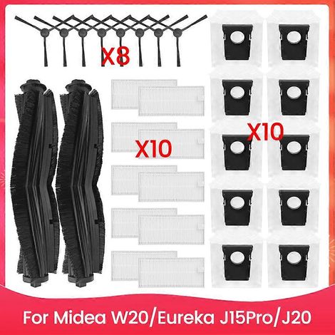 30-teiliges Bürsten- Und Filterbeutel-set Für Midea W20 Und Eureka J15pro J20 Staubsaugerzubehör