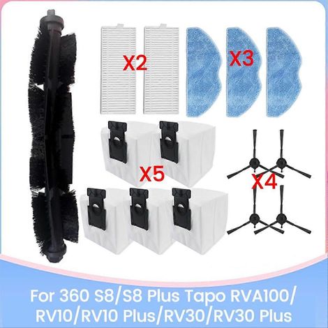 15-teiliges Set Für 360 S8/s8 Plus Rva100/rv10/rv10 Plus/rv30/rv30 Plus Teile Bürste Filter Staubbeutel Mopp