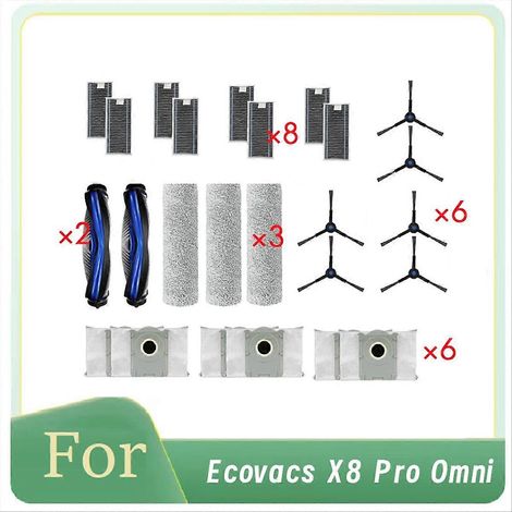 25 Stück Für X8 Pro Omni Saugroboter: Walzen-seitenbürste, Hepa-filter, Wischmopp, Staubbeutel Ultra