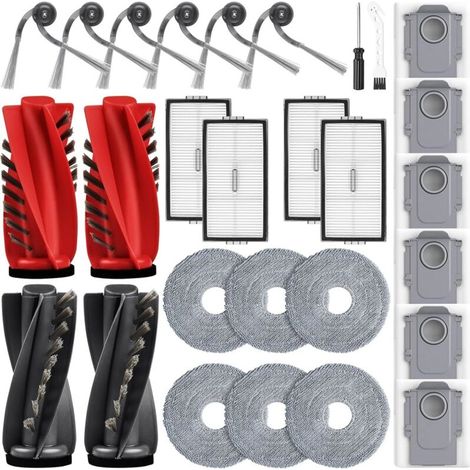 28-teiliges Zubehörset Für Saugroboter, Kompatibel Mit Roborock Saros 10r, Qrevo Curvx Und Qrevo Curv 2 Pro: Hauptbürsten, Staubbeutel, Hepa-filter Und Reinigungstücher.