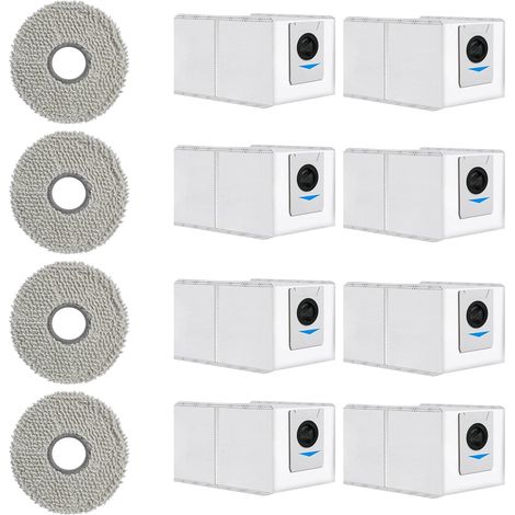 12-teiliges Set Für Ecovacs Deebot T30 Pro Omni Und T30 Max, 8 Staubbeutel Und 4 Waschbare Tücher